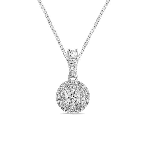 Novello Lab-grown Diamonds Halo Pendant 0.50 Ct. T.w. in 14K White Gold