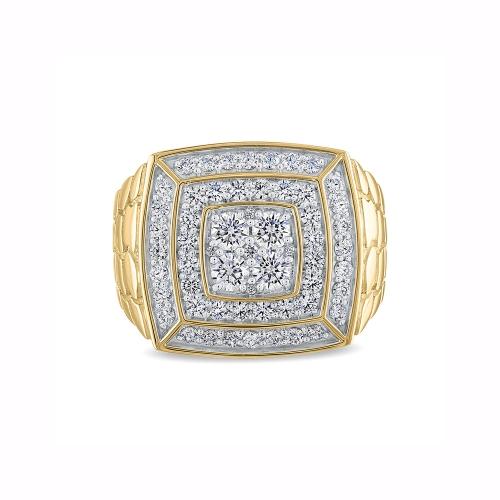 Novello Lab-grown Diamonds Nested Squares Men's Ribbed Shank Ring - 2 Ct. T.w.