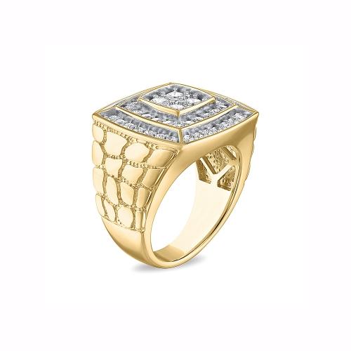 Novello Lab-grown Diamonds Nested Squares Men's Ribbed Shank Ring - 2 Ct. T.w.