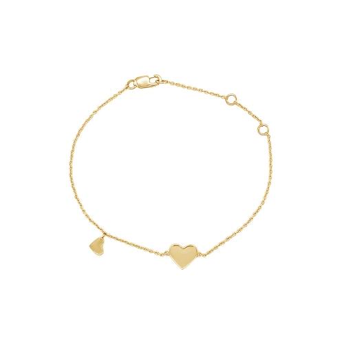 Oroventi® Heart Charm Anklet In 14K Yellow Gold