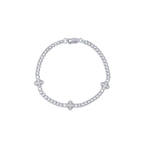 Novello Lab-grown Diamonds Clover Curb Link Bracelet 0.60 Ct. T.w. in 10K White Gold