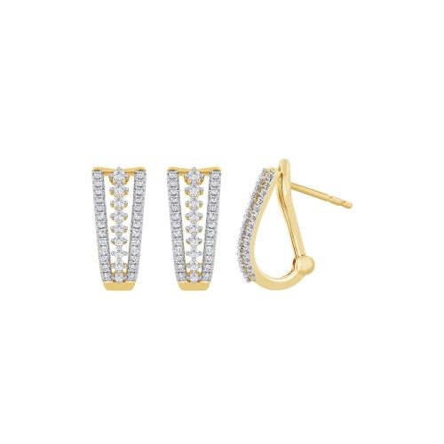 Novello Lab-grown Diamonds 3-row Pave Huggie Hoops 0.50 Ct. T.w. in 10K Yellow Gold