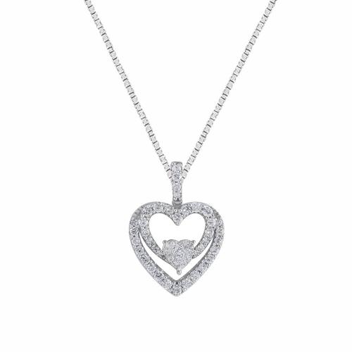 Novello Lab-grown Diamonds Illusion Heart Pendant in 10K White Gold