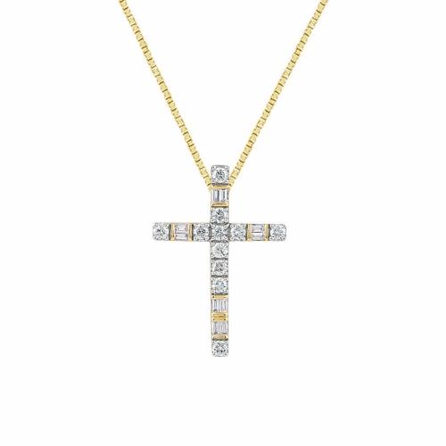 Novello Lab-grown Diamonds Cross Pendant 0.48 Ct. T.w. in 10K Yellow Gold