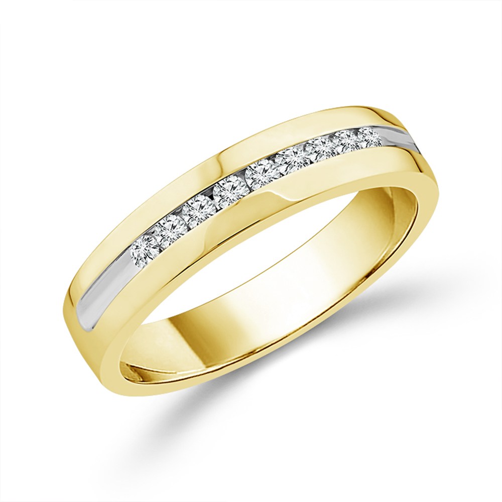 1/4 Ct. T.w. 9-stone Round Brilliant Cut Channel Wedding Band