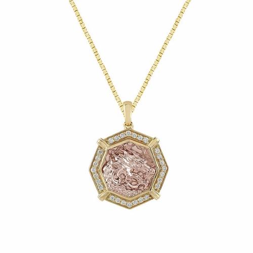 Novello Lab-grown Diamonds Octagon Frame Dragon Medallion Pendant - 0.35 Ct. T.w.