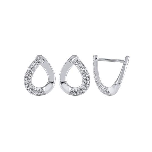 Novello Lab-grown Diamonds Curved Teardrop Huggie Hoops 0.25 Ct. T.w. in 10K White Gold