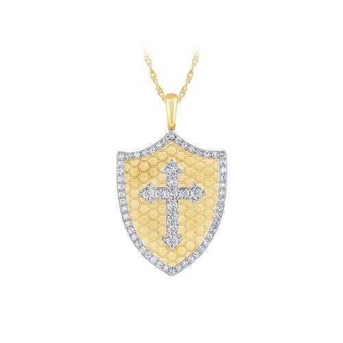 Novello Lab-grown Diamonds Shield Cross Pendant - 0.50 Ct. T.w.