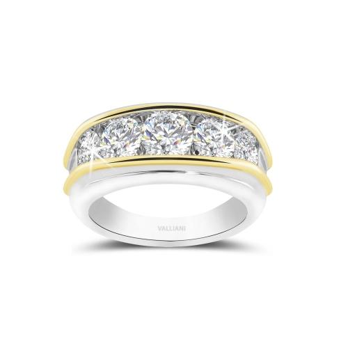 Novello Lab-grown Diamonds 5-stone Two-Tone Channel-Set Men's Engagement Ring 3 Ct. T.w. in 10K White Yellow Gold