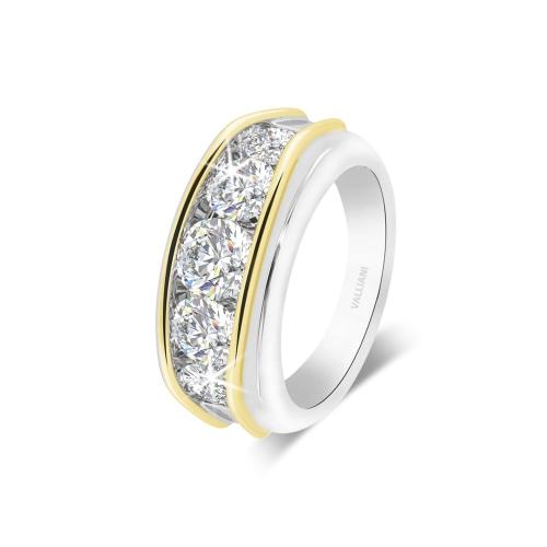 Novello Lab-grown Diamonds 5-stone Two-Tone Channel-Set Men's Engagement Ring 3 Ct. T.w. in 10K White Yellow Gold