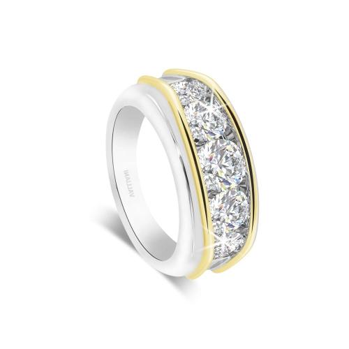 Novello Lab-grown Diamonds 5-stone Two-Tone Channel-Set Men's Engagement Ring 3 Ct. T.w. in 10K White Yellow Gold