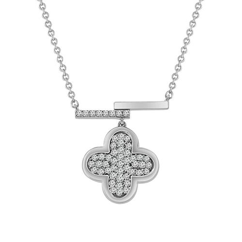 0.18 Ct. T.w. "labgrown Diamond" Clover Necklace
