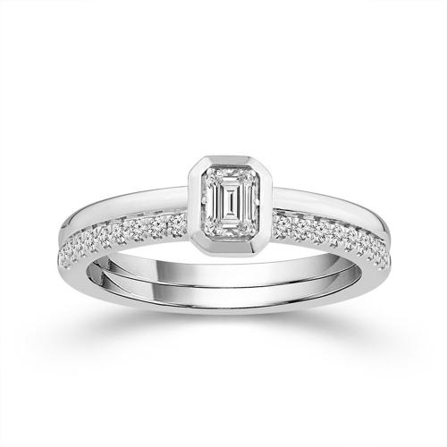 Lab-grown Diamonds Emerald-cut Engagement Ring - 0.45 Ct. T.w.