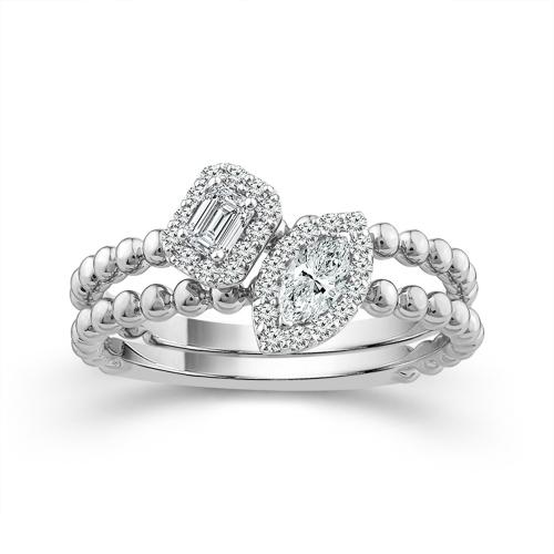 Bella By Ovani® Lab-grown Diamonds Toi Et Moi Halo Engagement Ring - 0.45 Ct. T.w.