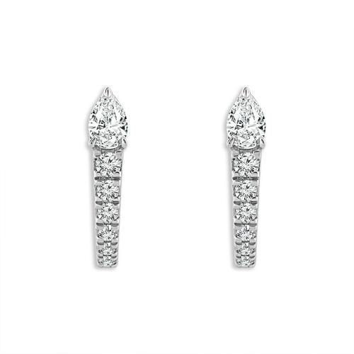 Bella by Ovani® Lab-grown Diamonds Teardrop and Round Hoops 0.55 Ct. T.w. in 14K White Gold