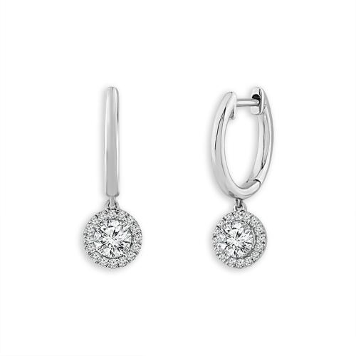 1.5 Ct. Center & 1.3 Ct. T.w. Lab-grown Diamond Halo Dangling Earrings In 14Kt White Gold