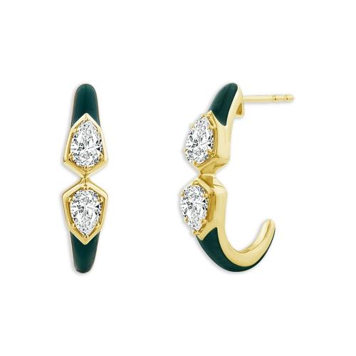 Novello Lab-grown Diamond Enamel Hoops 1.05 Ct. T.w. in 14K Yellow Gold
