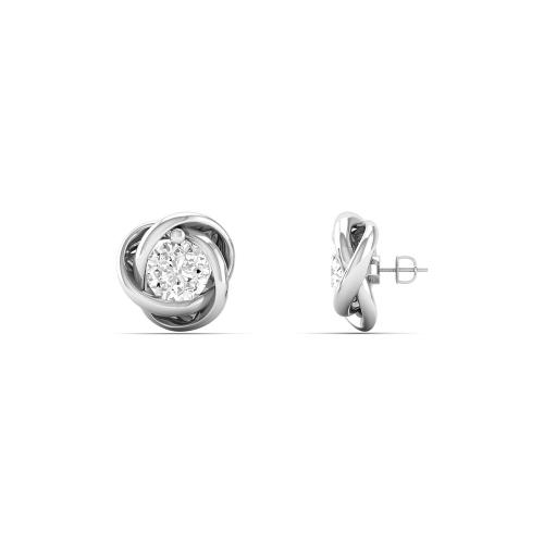 Novello Knotted Solitaire Screw Studs 1.35 Ct. T.w. in 14K White Gold