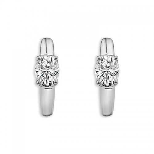 Novello Solitaire Accent Hoops 0.85 Ct. T.w. in 14K White Gold