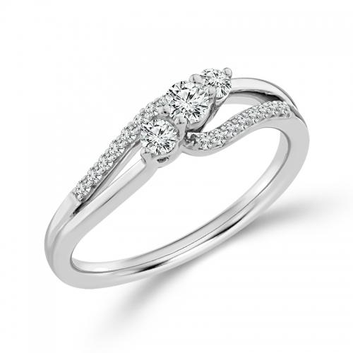 Novello Lab-grown Diamonds 3-stone Bridal Ring 0.33 Ct. T.w. in 14K White Gold