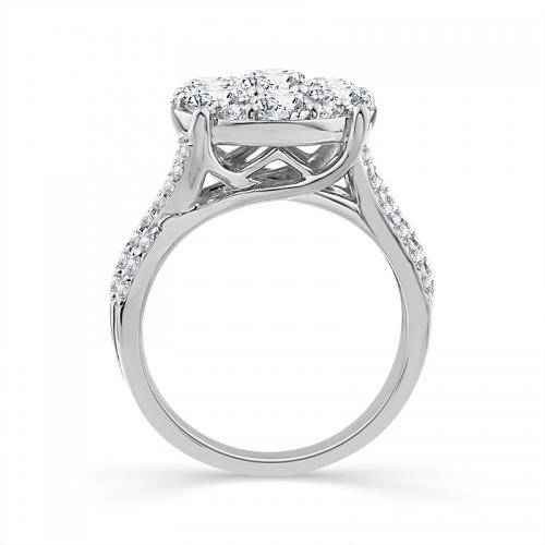 Novello Lab-grown Diamonds Composite Flower Ring 3.20 Ct. T.w. in 14K White Gold