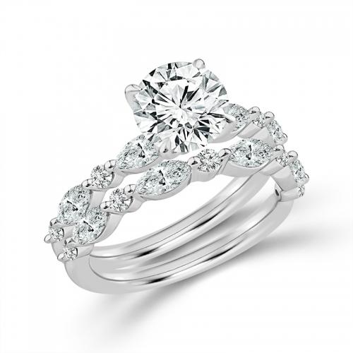 Novello Lab-grown Diamonds Bridal Set - 3.31 Ct. T.w. in 14K White Gold (IGI-certified Diamonds)