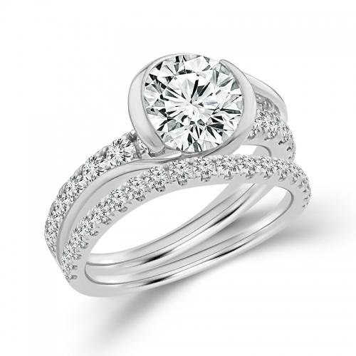 Novello Lab-grown Diamonds Bridal Set - 2.79 Ct. T.w. in 14K White Gold (IGI-certified Diamonds)