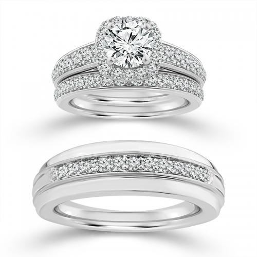 Novello Lab-grown Diamonds Trio Set - 2.04 Ct. T.w. in 14K White Gold (IGI-certified Diamonds)