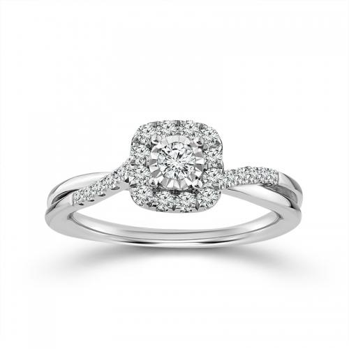 Novello Lab-grown Diamonds Halo Promise Ring 0.35 Ct. T.w. in 10K White Gold
