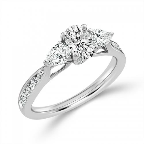 Novello Lab-grown Diamonds Oval Bridal Set 1 Ct. T.w. in 14K White Gold