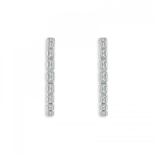 Novello Lab-grown Diamonds Emerald-cut Hoops 3.10 Ct. T.w. in 14K White Gold