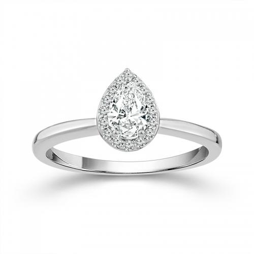 Novello Lab-grown Diamonds Pear Halo Bridal Ring 0.60 Ct. T.w. in 14K White Gold