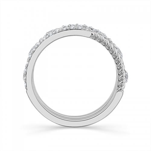 Novello Lab-grown Diamonds 3-row Princess-cut Band with Rope Detailing - 0.60 Ct. T.w. in 14k White Gold
