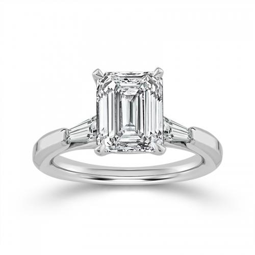 Novello Lab-grown Diamonds Emerald-cut Bridal Ring - 2.60 Ct. T.w. in 14K White Gold (IGI-certified Diamonds)