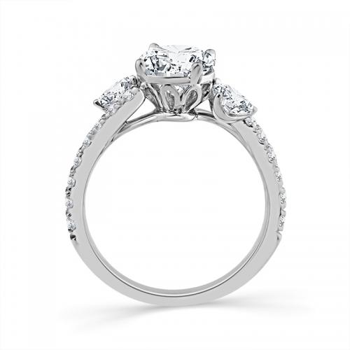 Novello Lab-grown Diamonds Pear and Round Bridal Ring - 2.28 Ct. T.w. in 14K White Gold (IGI-certified Diamonds)