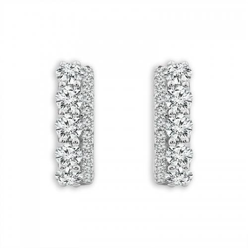Novello Lab-grown Diamonds 2-row Graduated and Pave Huggie Hoops 1.02 Ct. T.w. in 14K White Gold