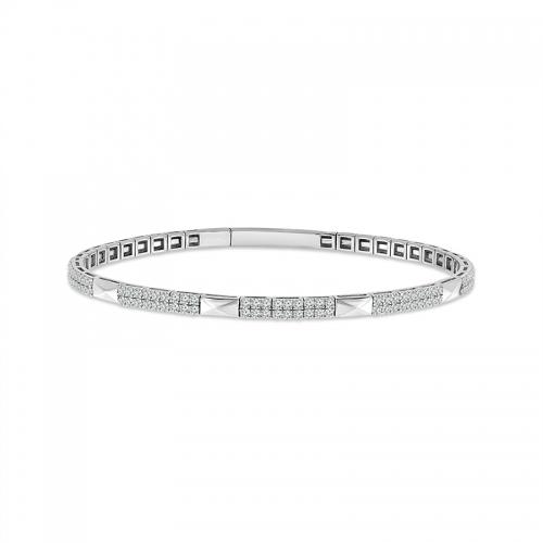 Novello Lab-grown Diamonds Geometric Pave Bangle 1.05 Ct. T.w. in 14K White Gold