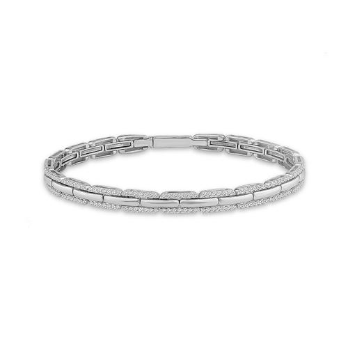 Novello Lab-grown Diamonds Paperclip Inspired Pave Link Bangle 1.10 Ct. T.w. in 14K White Gold