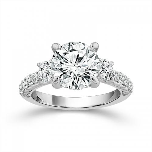 Novello Lab-grown Diamonds Round Bridal Ring - 4.03 Ct. T.w. in 14K White Gold (IGI-certified Diamonds)