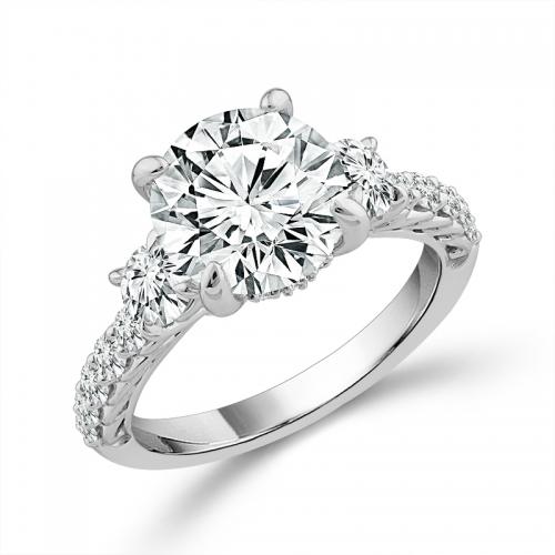 Novello Lab-grown Diamonds Round Bridal Ring - 4.03 Ct. T.w. in 14K White Gold (IGI-certified Diamonds)
