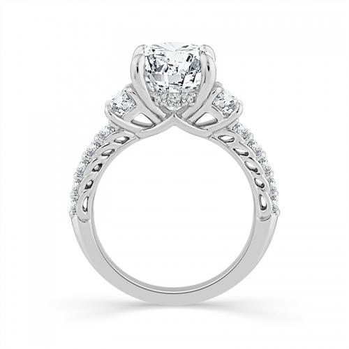 Novello Lab-grown Diamonds Round Bridal Ring - 4.03 Ct. T.w. in 14K White Gold (IGI-certified Diamonds)