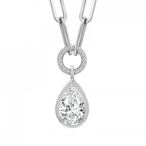 Novello Lab-grown Diamonds Pear Solitaire Pendant - 1.39 Ct. T.w. in 14K White Gold (IGI-certified Diamonds)