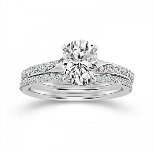 Novello Lab-grown Diamonds Emerald-cut Bridal Set - 1.40 Ct. T.w. in 14K White Gold (IGI-certified Diamonds)