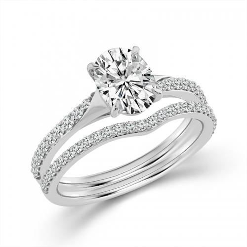 Novello Lab-grown Diamonds Emerald-cut Bridal Set - 1.40 Ct. T.w. in 14K White Gold (IGI-certified Diamonds)