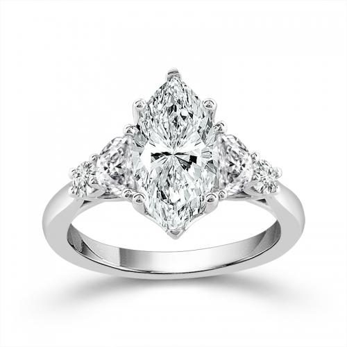 Novello Lab-grown Diamonds Marquise Bridal Ring - 2.87 Ct. T.w. in 14K White Gold (IGI-certified Diamonds)