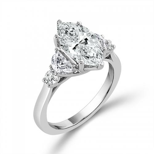Novello Lab-grown Diamonds Marquise Bridal Ring - 2.87 Ct. T.w. in 14K White Gold (IGI-certified Diamonds)