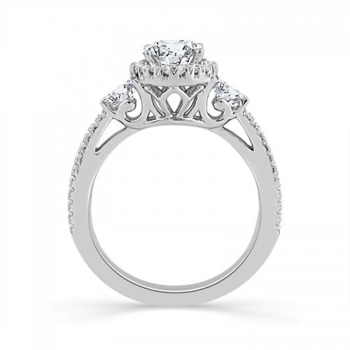 Novello Lab-grown Diamonds Oval Halo and Trilliant Bridal Ring - 2.62 Ct. T.w. in 14K White Gold (IGI-certified Diamonds)