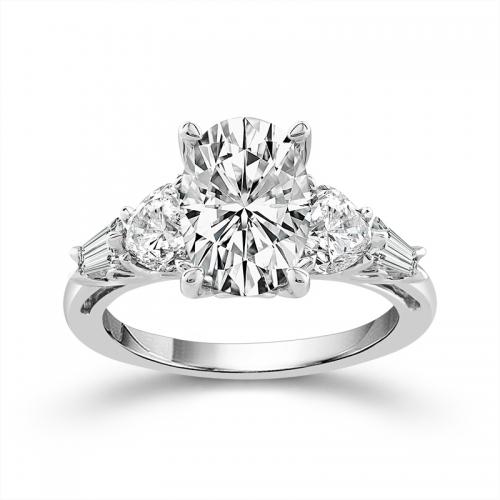 Novello Lab-grown Diamonds Bridal Ring - 4.03 Ct. T.w. in 14K White Gold (IGI-certified Diamonds)