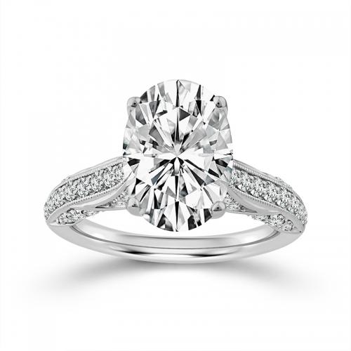 Novello Lab-grown Diamonds Bridal Ring - 4.69 Ct. T.w. in 14K White Gold (IGI-certified Diamonds)