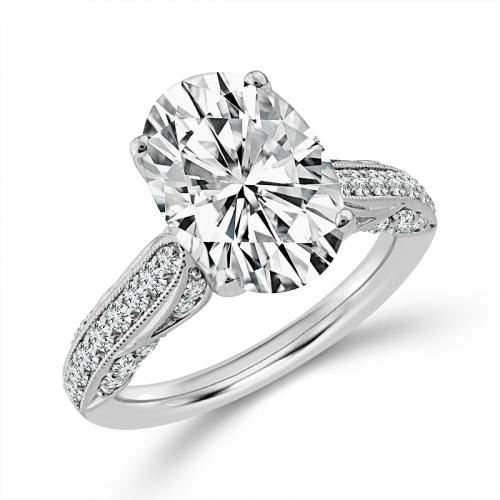 Novello Lab-grown Diamonds Bridal Ring - 4.69 Ct. T.w. in 14K White Gold (IGI-certified Diamonds)